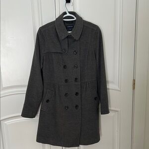 Lands' End Women's Dark Charcoal Double-Breasted Pea Coat